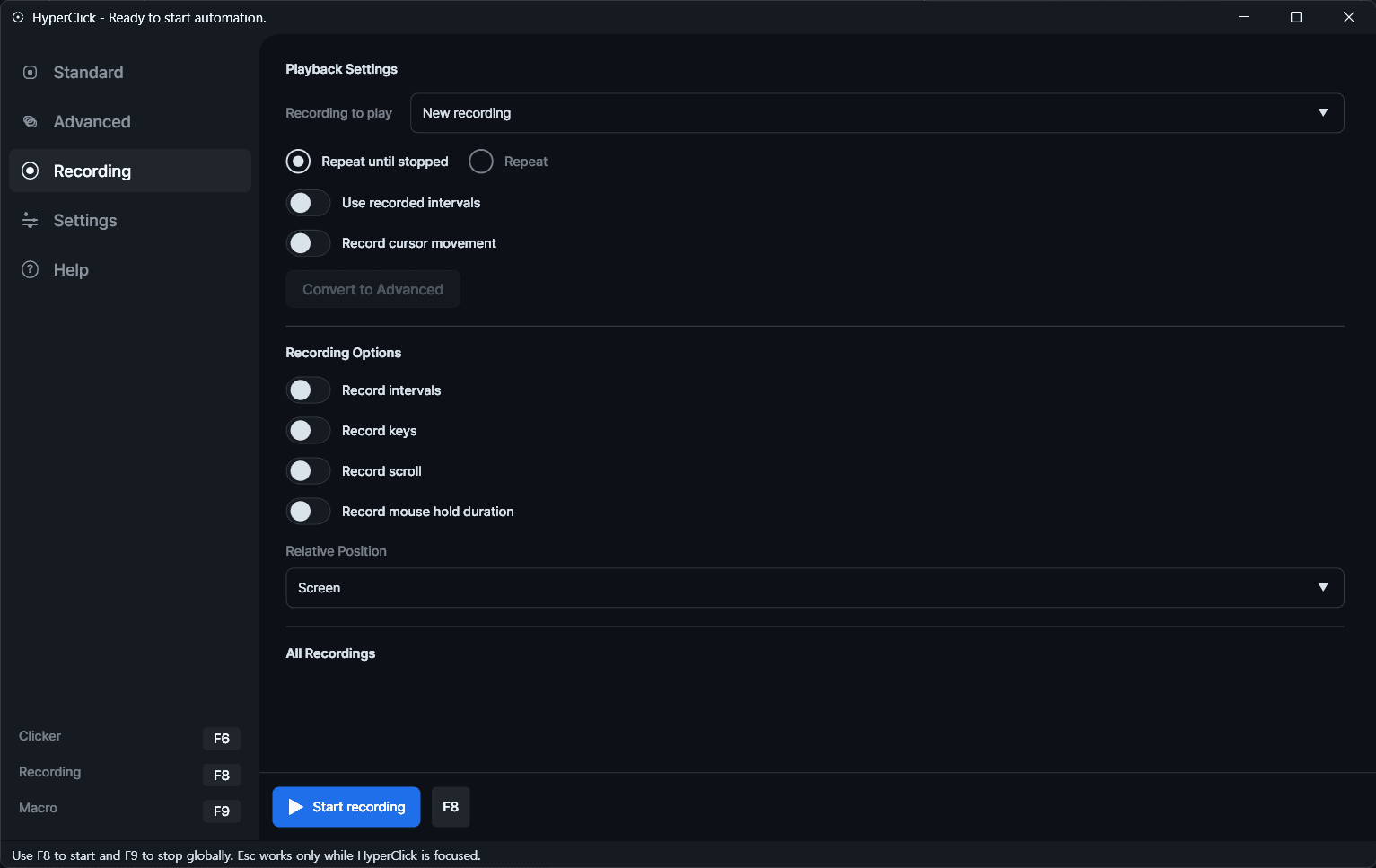Recording and playback screenshot
